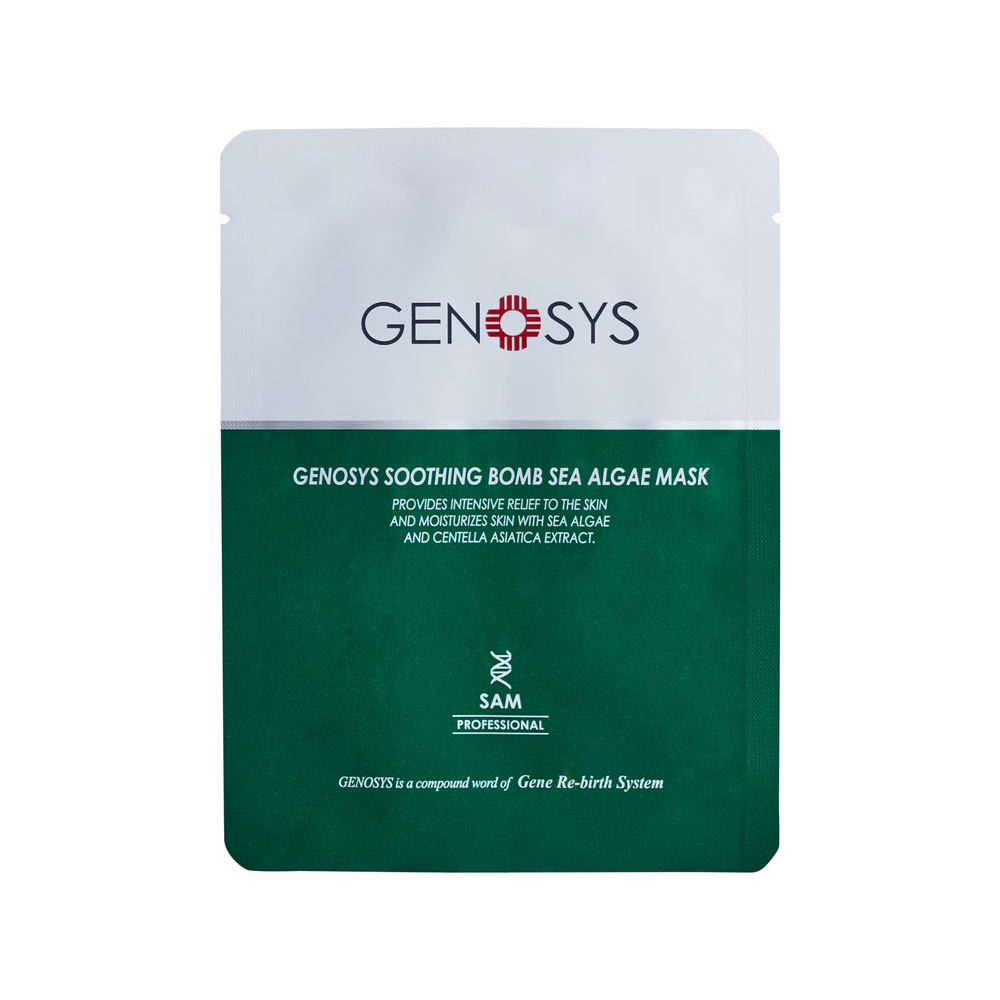 Genosys Soothing Bomb-Sea Algae Mask-5 Sheets hydrating and moisturising face mask available at SKinsation Skincare Clinic. 